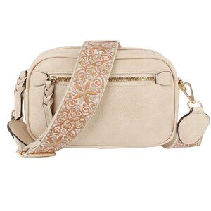 Beige Boho Guitar Strap Crossbody Bag